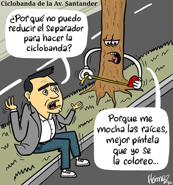 Caricatura 6 de abril del 2025: ciclobanda en la avenida Santander de Manizales