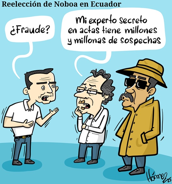 Caricatura 16 de abril del 2025: reelección de Daniel Noboa en Ecuador