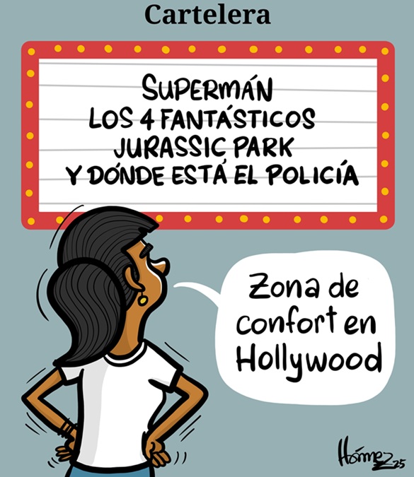 Caricatura 4 de agosto del 2025: Cartelera de cine, ¿comodidad en Hollywood?