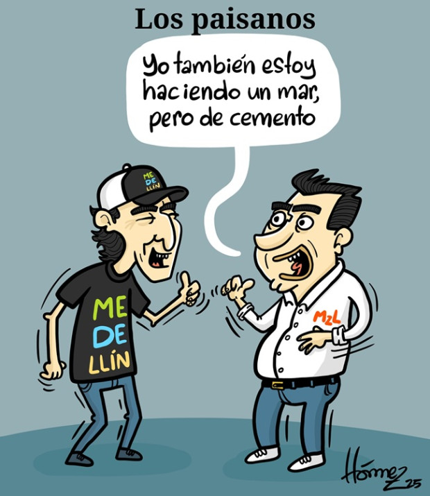 Caricatura 23 de agosto del 2025: Federico Gutiérrez y Jorge Eduardo Rojas, alcaldes de Medellín y Manizales, los paisanos