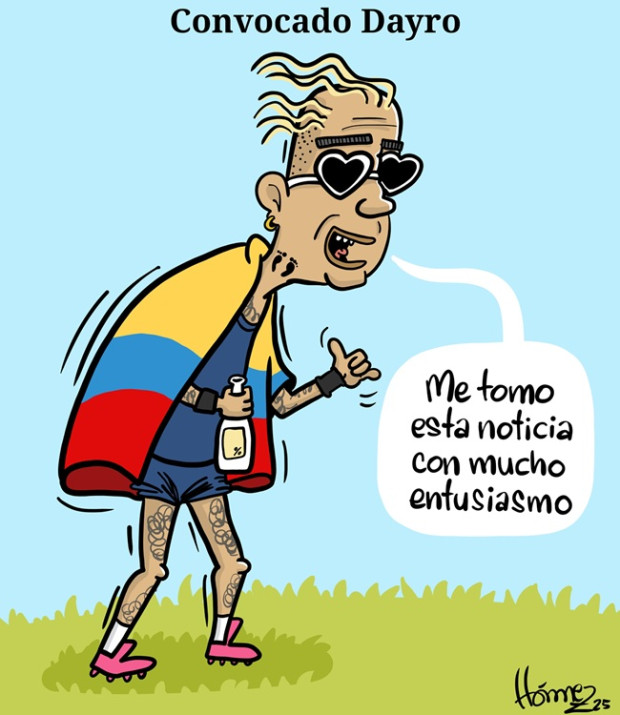 Caricatura 30 de agosto del 2025: Convocado Dayro Moreno, goleador del Once Caldas, a la selección Colombia