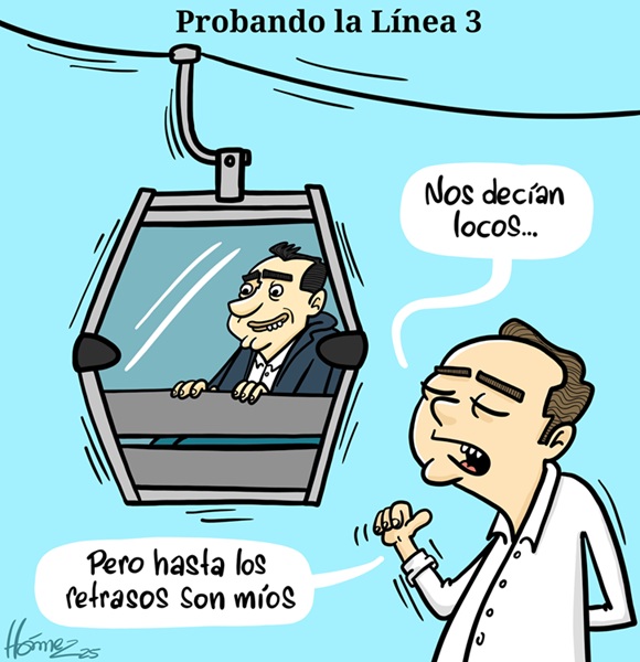 Caricatura 24 de septiembre del 2025: Probando la línea 3 del cable aéreo de Manizales