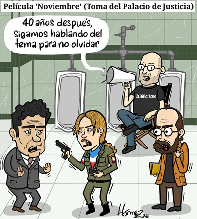 Caricatura 6 de noviembre del 2025: Película 'Noviembre' (Toma del Palacio de Justicia)
