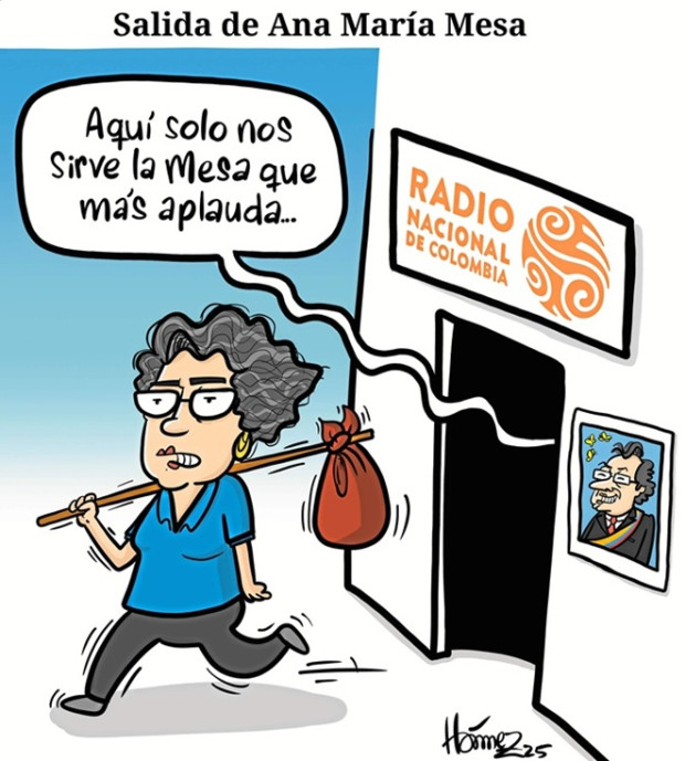 Caricatura 18 de noviembre del 2025: Salida de Ana María Mesa de Radio Nacional de Colombia en Manizales