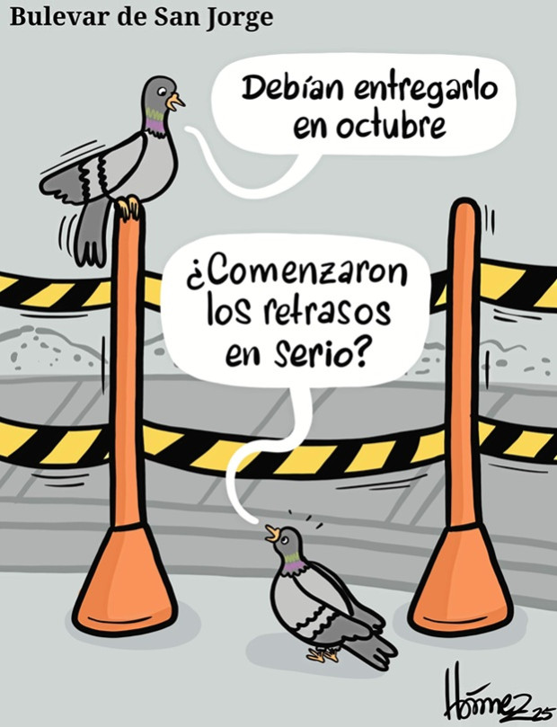 Caricatura 22 de noviembre del 2025: Retrasos en el bulevar de San Jorge (Manizales)