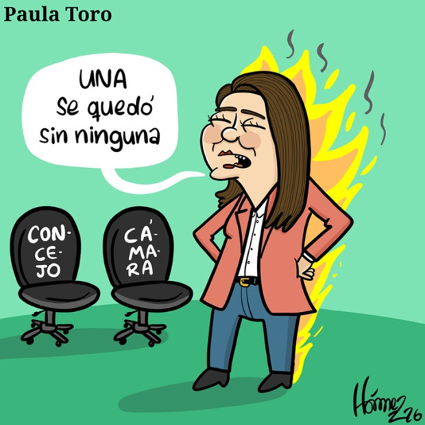 Caricatura 12 de marzo del 2026: Paula Toro, sin curul en el Concejo de Manizales ni en la Cámara de Representantes