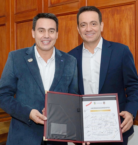Fotos | Cortesía Alcaldía de La Dorada | LA PATRIA Jorge Eduardo Rojas, alcalde de Manizales, y Freddy Saldaña, mandatario de La Dorada.