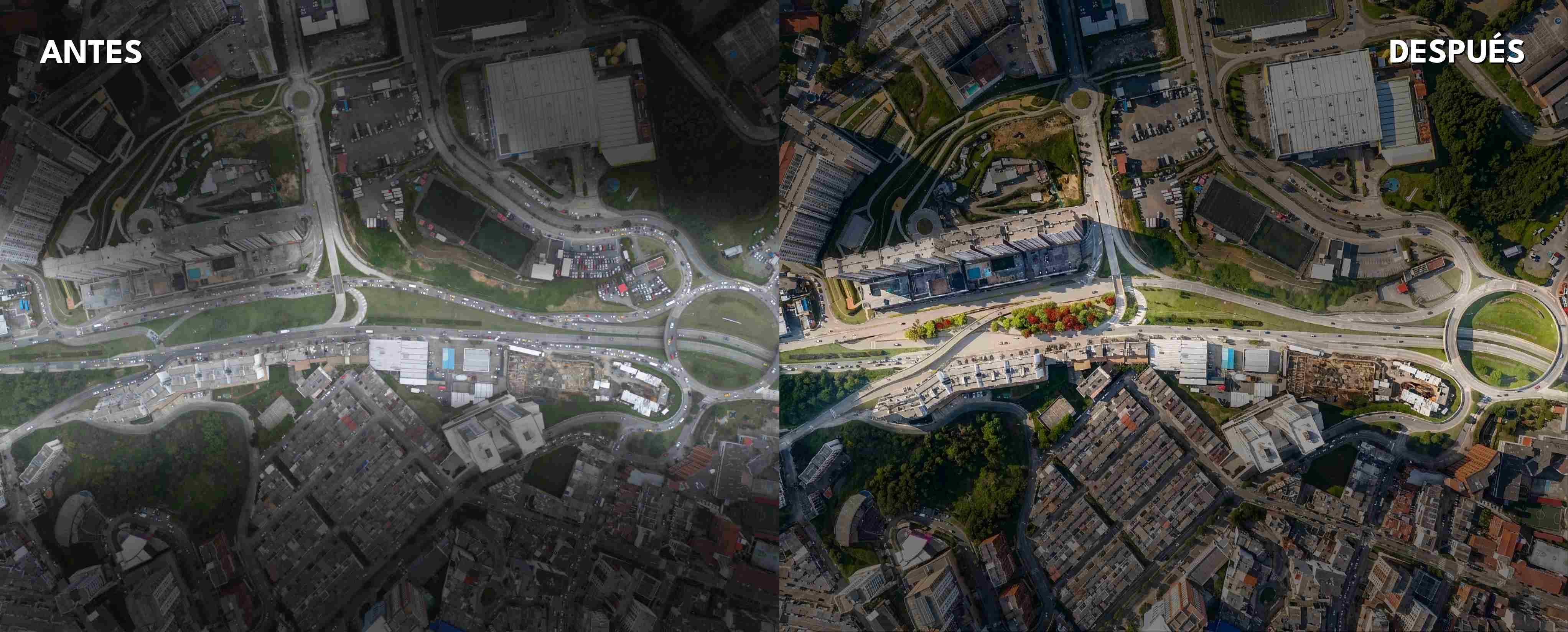 Antes y después de la avenida Kevin Ángel, según la proyección de la Alcaldía de Manizales.