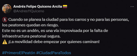 ¿Faltan más pasos peatonales en la Kevin? Fotos | Tomadas de la cuenta de X @Andres11Quiceno | LA PATRIA