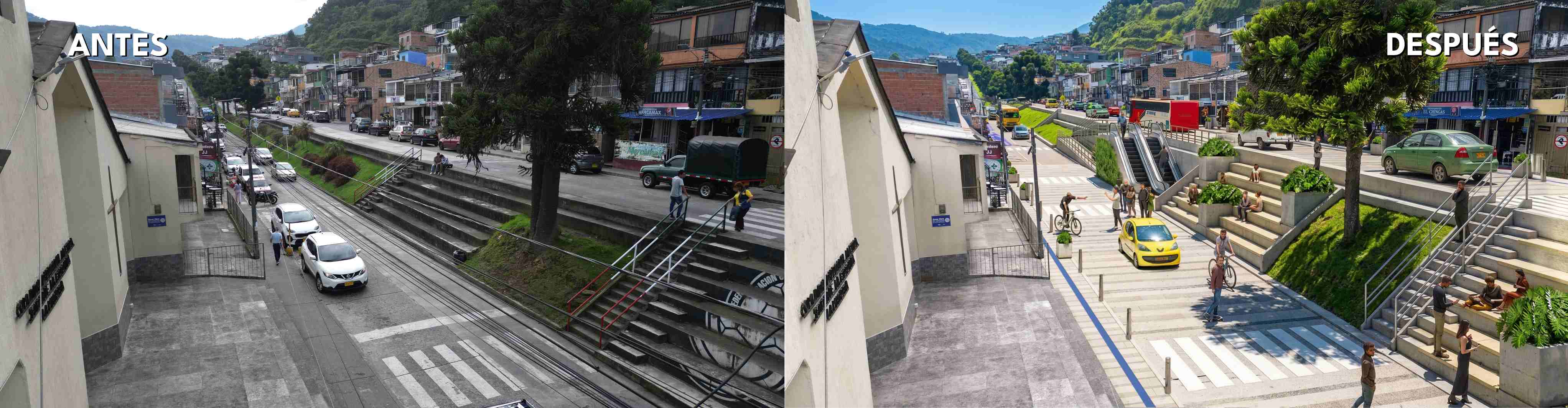 Las escaleras eléctricas facilitarían la subida y bajada por el separador vial frente a la parroquia La Macarena.