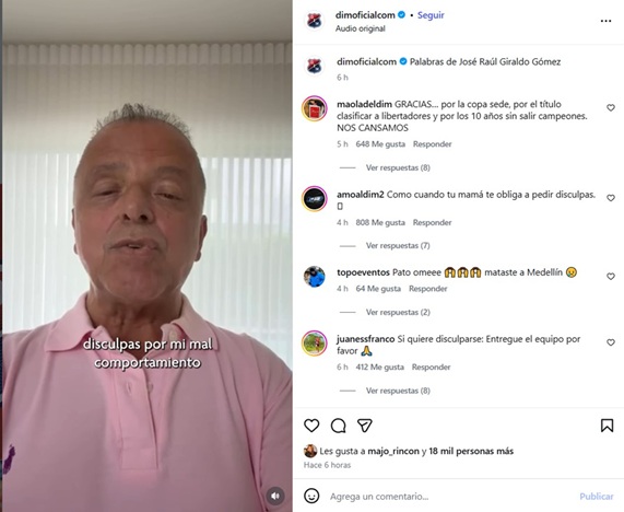 Pidió disculpas a la hinchada Foto | Captura de pantalla| LA PATRIA