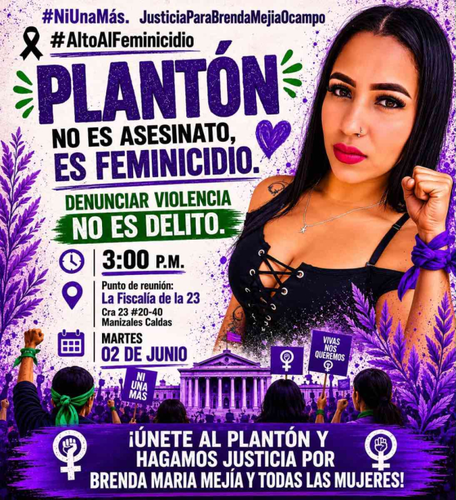 la comunidad se reunió en el Parque del Agua en Manizales para homenajear la memoria de Brenda, víctima de feminicidio,