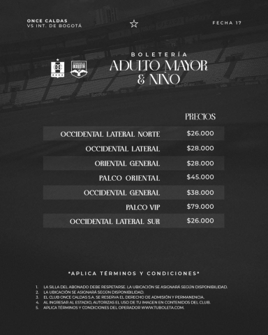 Estos son los precios de las boletas para el partido contra Inter de Bogotá