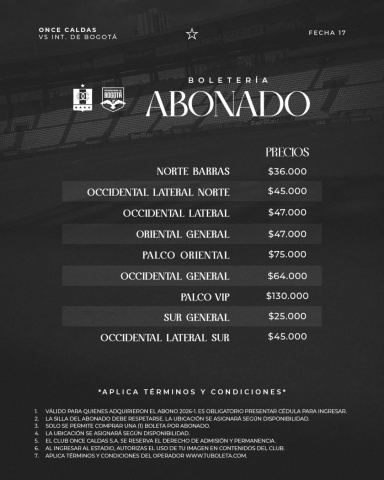 Boletería Once Caldas