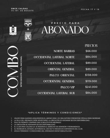 Boletería Once Caldas