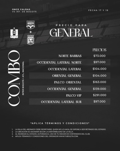 Estos son los precios de las boletas para el partido contra Inter de Bogotá