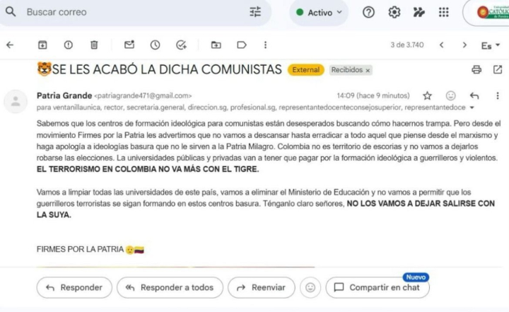 Correos intimidatorios