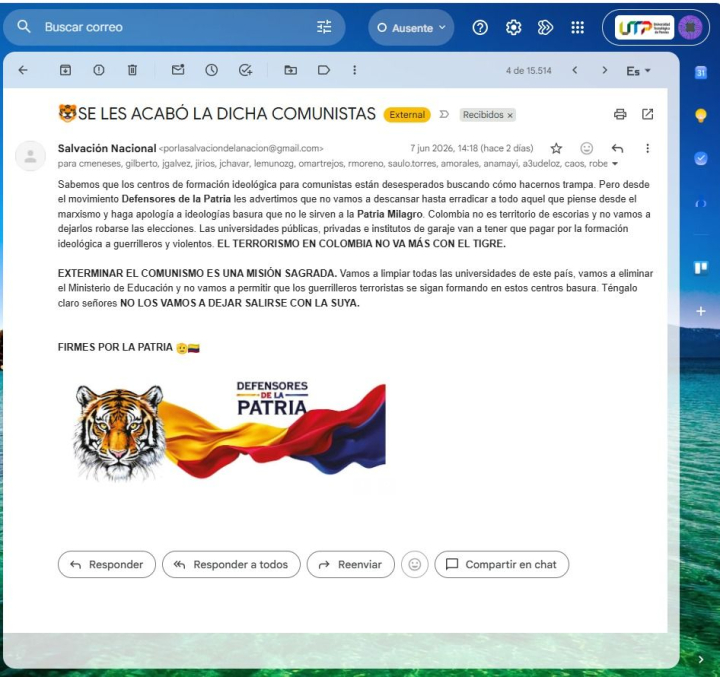 Correos intimidatorios