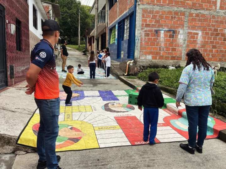 Durante la celebración del Mes de la Niñez en Aranzazu (Caldas).