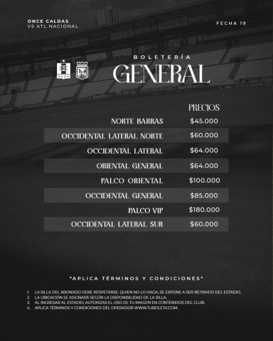 Boletería Once Caldas