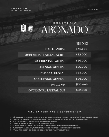 Boletería Once Caldas