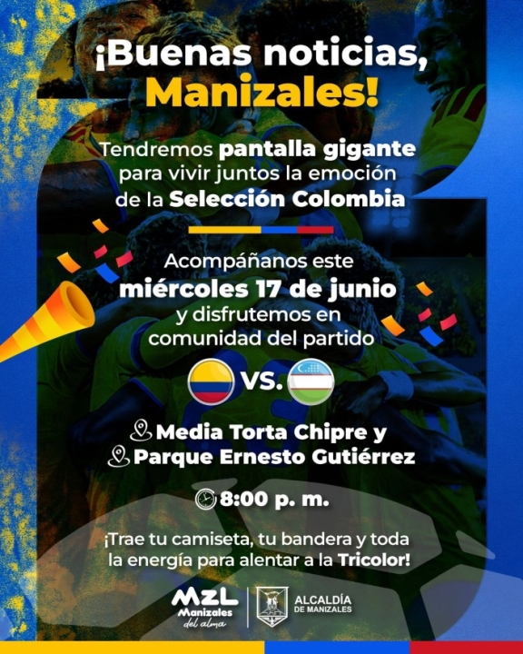 Pantallas gigantes en Manizales partido de Colombia