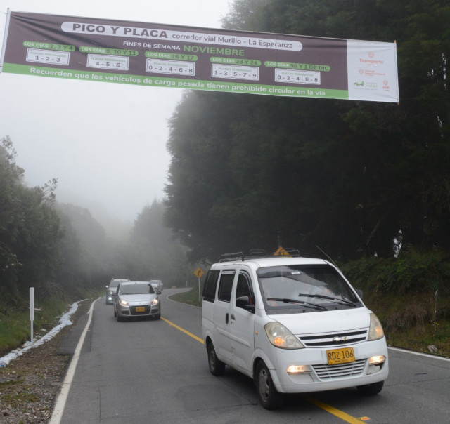 Pico y placa en la vía Manizales (Caldas) - Murillo (Tolima)