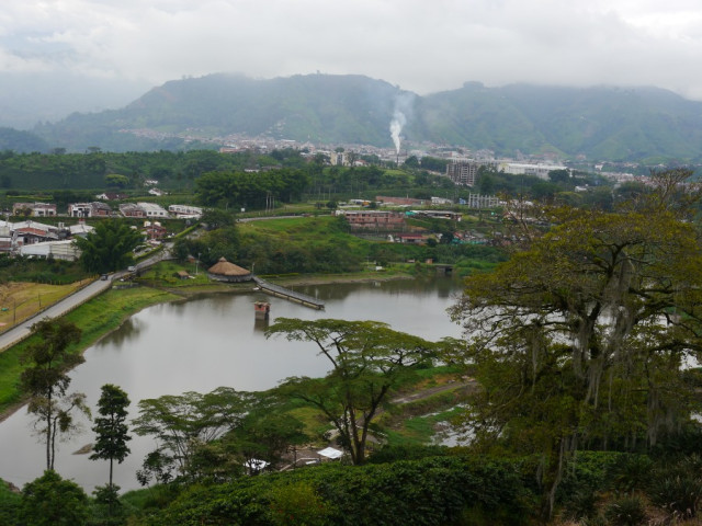 Toma aérea del Lago Balsora, en Chinchiná.