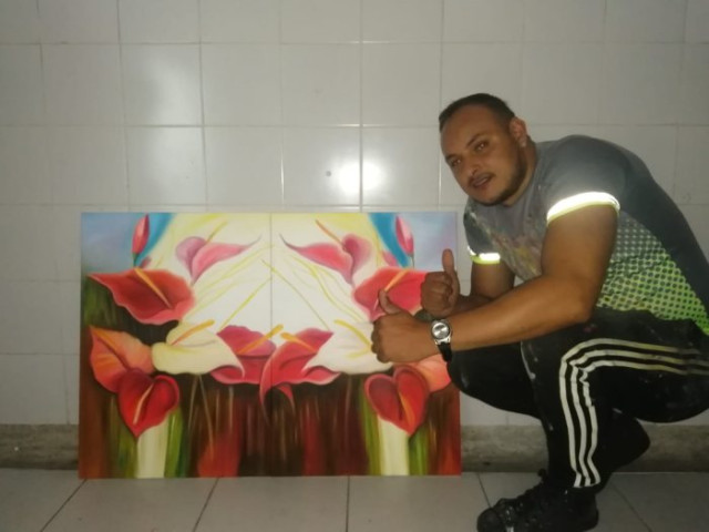 Foto | Cortesía Marta Leonor Pérez | LA PATRIA  Eventualmente quisiera pintar un retrato de sus tres hijo: Bradon, Dylan y Camila.