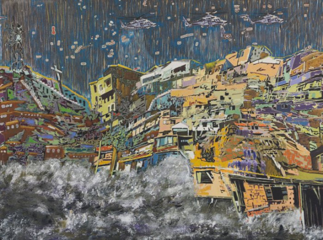 Foto | Freddy Arango | LA PATRIA Estos cuadros, que al observarse parece que se movieran, están inspirados en diferentes localidades de Antioquia.