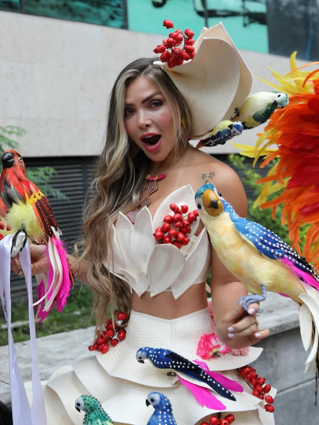 Marcela Muñoz en su traje de fantasía.