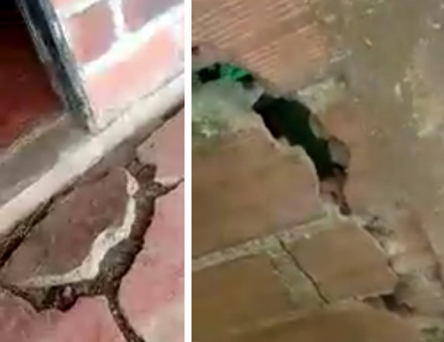 Patio, comedor y sala, con fisuras: a esa imagen se acostumbró José Alberto Álvarez Henao en su casa de La Amalia (Supía).