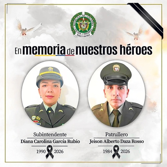 Foto l Policía Nacional l LA PATRIA Las víctimas fueron identificadas como Diana Carolina García y Jeison Alberto Daza. 