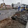  Zona donde se está realizando la reparación en Milán. 