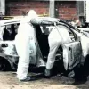 El carro incinerado.