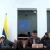 Daysuris Vásquez y Nicolás Petro Burgos en el búnker de la Fiscalía en Bogotá.