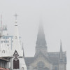 La Basílica Menor de Inmaculada Concepción de María y la Catedral Basílica de Manizales, dos emblemas de la arquitectura religiosa de la ciudad, este miércoles. 