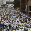 Manifestantes opositores al Gobierno de Gustavo Petro participan en una jornada de protesta este domingo en las calles de Cali (Colombia). 