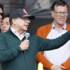  El presidente, Gustavo Petro, este miércoles en la Plaza de Bolívar de Bogotá.