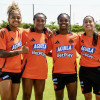 De izq. a der., Jorelyn Carabalí, Daniela Caracas, Linda Caicedo y Carolina Arias, jugadoras de la selección Colombia.