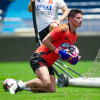 Durante el entrenamiento de este lunes, el capitán de la selección Colombia, James Rodríguez, jugó como portero.