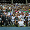 El equipo celebró con la hinchada del Once Caldas que llenó la tribuna norte del estadio Hernán Ramírez Villegas en Pereira. 