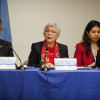 Los expertos del Comité de la ONU para la Desaparición Forzada, Juan Pablo Albán (i), y Carmen Rosa Villa (c) junto a la oficial de Derechos Humanos, Carla Villareal asisten a una rueda de prensa este jueves, en Bogotá (Colombia). Los expertos del Comité de la ONU para la Desaparición Forzada, Juan Pablo Albán (i), y Carmen Rosa Villa (c) junto a la oficial de Derechos Humanos, Carla Villareal asisten a una rueda de prensa este jueves, en Bogotá (Colombia). 