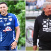 César Farías (izq.), entrenador del Junior de Barranquilla, y Hernán Darío Herrera, técnico del Once Caldas.