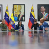 Delcy Rodríguez (c), hablando en una reunión este domingo, en Caracas (Venezuela).