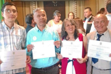 Ediles de la comuna la estación Juan Pablo Bedoya, Óscar Alberto Marín Ríos, María Cristina Salazar Hurtado y Jorge eliécer Díaz.