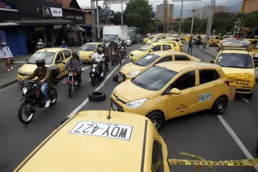 Protesta de taxistas en Medellín. 