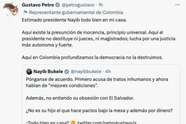 Trinos de Gustavo Petro y Nayib Bukele