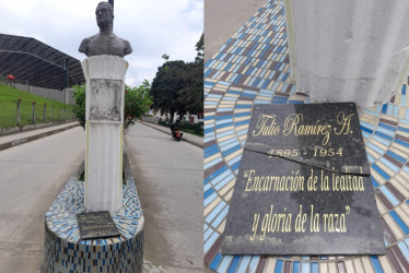 La estatua que homenajea a Tulio Ramírez tiene la placa quebrada. Los vecinos solicitan el arreglo del monumento.  Foto | Rubén Darío López | LA PATRIA