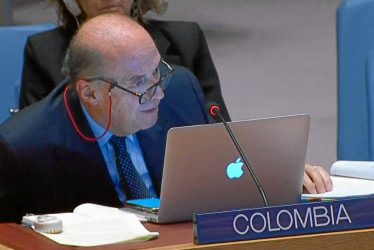 Reproducción | LA PATRIA  Álvaro Leyva hizo el anuncio de la cumbre sobre Venezuela ante el Consejo de Seguridad de Naciones Unidas. 